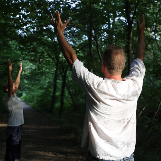 Group forest bathing (Shinrin Yoku), nature therapy from Japan