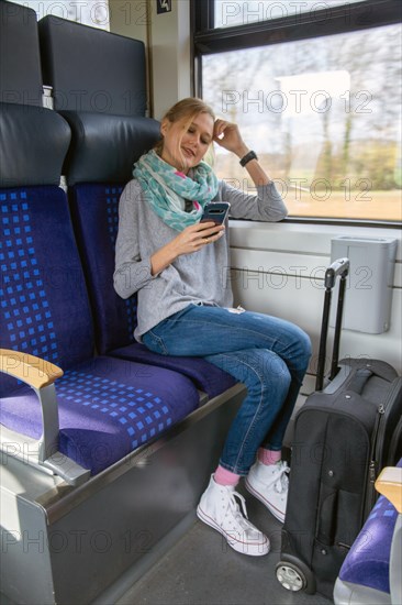 Young woman on a train