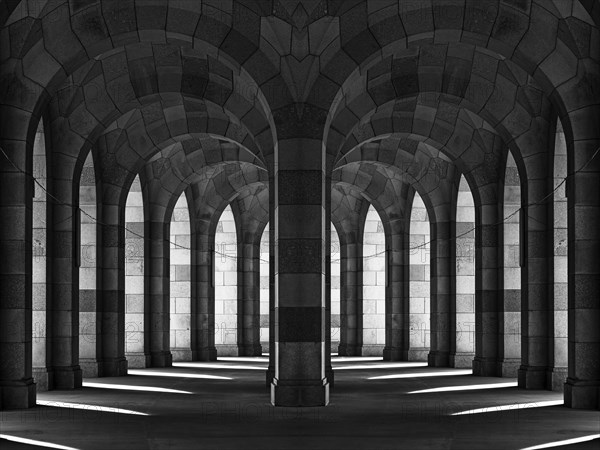 Arcade tour of the Congress Hall, unfinished monumental building of the National Socialists on the former Nazi Party Rally Grounds, 1933-1945, Composing, Nuremberg, Middle Franconia Bavaria, Germany, Europe