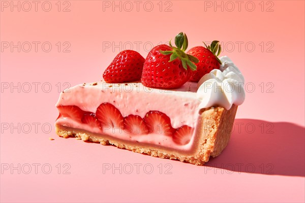 Strawberry cake on pink background. KI generiert, generiert AI generated