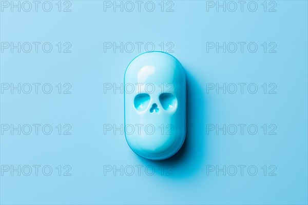 Blue pill with abstract skull. KI generiert, generiert AI generated