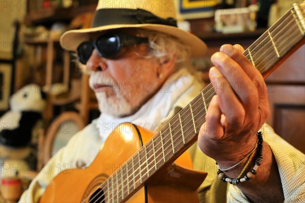 Guitar player, musician plays the guitar