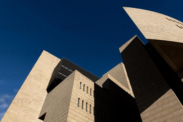 Modern Design Building Against Blue Clear Sky in Campione d'Italia, Lombardy, Italy, Europe