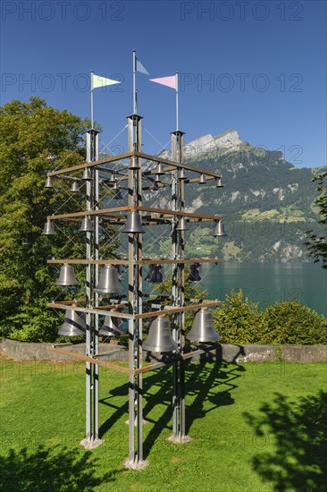 Glockenspiel at the Tellsplatte on the Swiss Path, Sisikon, Lake Lucerne, Canton Uri, Switzerland, Building, Lake Lucerne, Uri, Switzerland, Europe