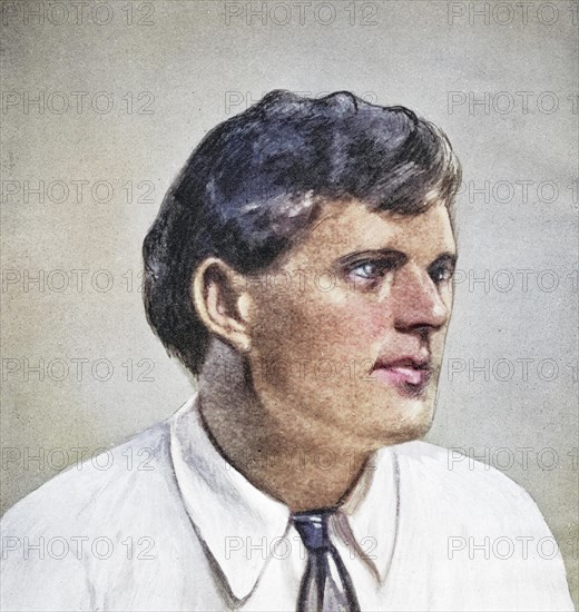 Jack London, 1876-1916, American writer. From the book The Masterpiece Library of Short Stories, America, Volume 16, Historical, digitally restored reproduction from a 19th century original, Record date not stated