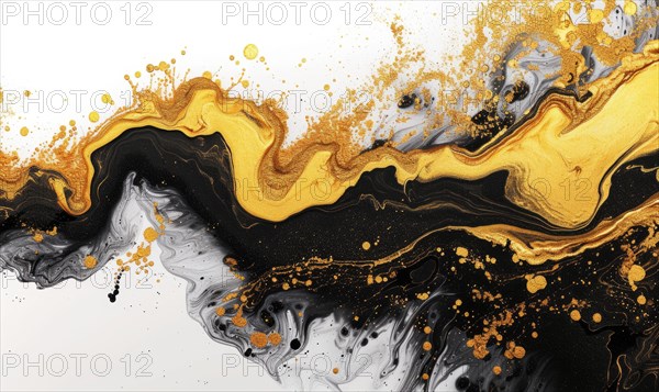 Marble abstract acrylic background. Marbling artwork texture. Agate ripple pattern. Gold powder AI generated