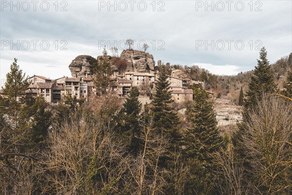 Panoramic of Rupit, one of the best known medieval towns in Catalonia in Spain