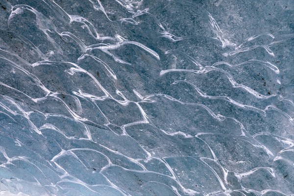 Ice structure of a glacier cave, winter, Morteratsch glacier, Pontresina, Engadin, Grisons, Switzerland, Europe