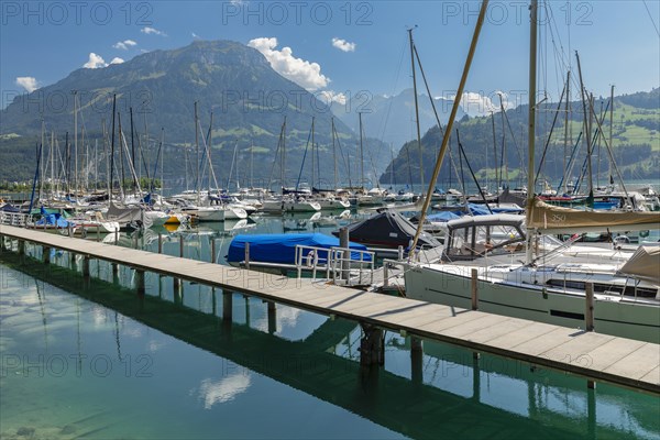 Harbour of Vitznau, Lake Lucerne, Canton of Lucerne, Switzerland, Vitznau, Lake Lucerne, Lucerne, Switzerland, Europe