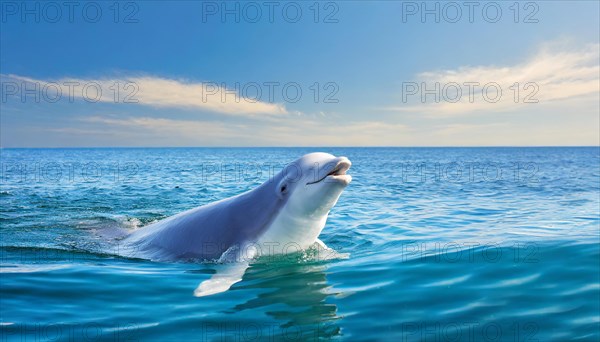 KI generated, animal, animals, mammal, mammals, biotope, habitat, one, individual, foraging, wildlife, beluga, beluga (Delphinapterus leucas) dolphin, dolphin, pilot whale, Arctic, skin bluish-white, cream-coloured, later white, carnivore, dolphin species, dolphin species