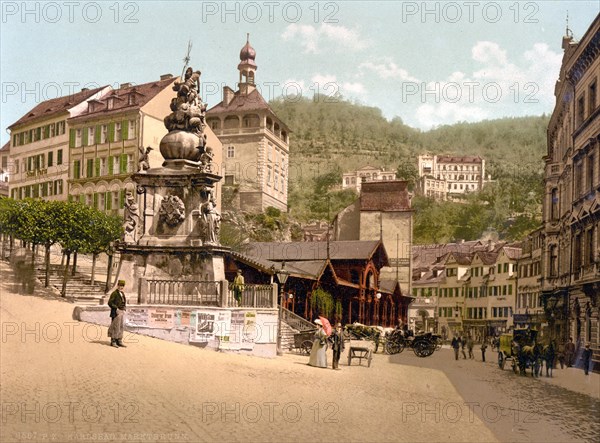 The Market Fountain Colonnade, Karlovy Vary, Czech Republic, c. 1890, Historic, digitally restored reproduction from a 19th century original The Market Fountain Colonnade, Karlovy Vary, Czech Republic, c. 1890, Historic, digitally restored reproduction from a 19th century original, Europe