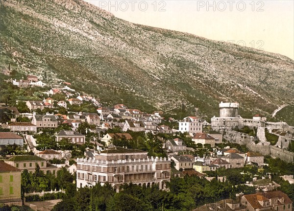The Hotel Imperia in Ragusa, now Dubrovnik, Dalmatia, now Croatia, c. 1890, Historic, digitally restored reproduction from a 19th century original The Hotel Imperia in Ragusa, now Dubrovnik, Dalmatia, now Croatia, 1890, Historic, digitally restored reproduction from a 19th century original