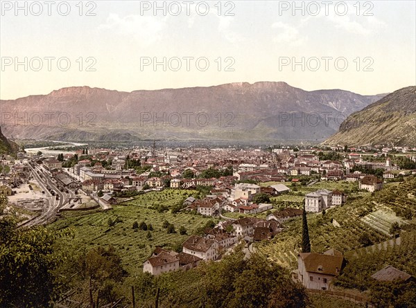 Bolzano and Mendel, Tyrol, former Austro-Hungary, today Italy, c. 1890, Historic, digitally restored reproduction from a 19th century original Bolzano, Bolzano and Mendel, Tyrol, former Austro-Hungary, today Italy, 1890, Historic, digitally restored reproduction from a 19th century original