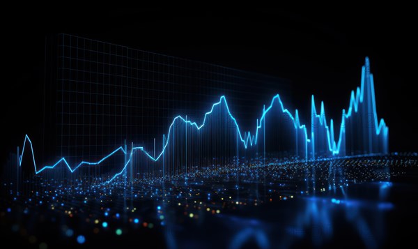 Financial stock market graph on technology abstract background. Finance and investment concept AI generated