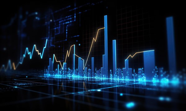 Stock market graph on digital screen. Business and financial concept AI generated