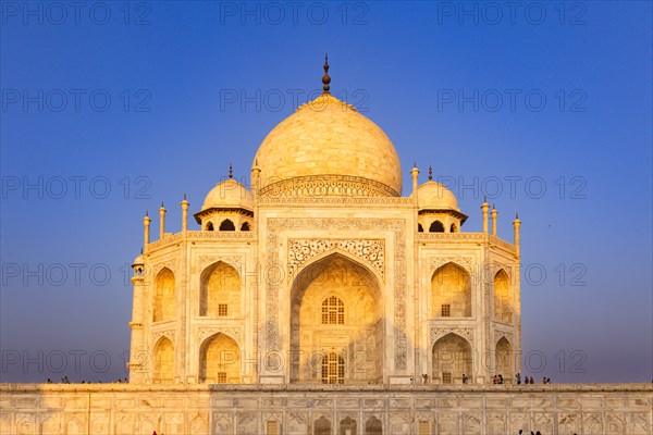 The Taj Mahal at night, illuminated and with a dark background, looks peaceful, Taj Mahal, Agra, India, Asia