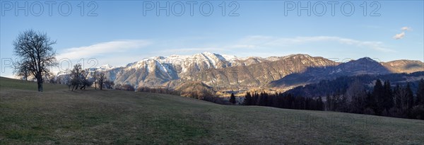 Snow-covered Alpine peaks, Sengsengebirge, panoramic shot, Spital am Pyhrn, Totes Gebirge, Pyhrn-tidal creek region, Pyhrn-Eisenwurzen, Traunviertel, Upper Austria, Austria, Europe