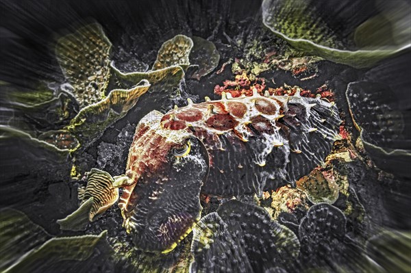 Broadclub cuttlefish (Sepia latimanus), Wakatobi Dive Resort, Sulawesi, Indonesia, Asia