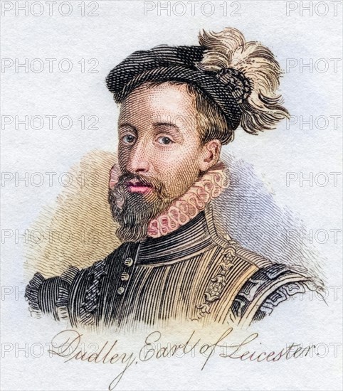 Robert Dudley Earl of Leicester Baron Denbigh also called Sir Robert Dudley 1532/33, 1588 English political and military leader from the book Crabbs Historical Dictionary from 1825, Historical, digitally restored reproduction from a 19th century original, Record date not stated