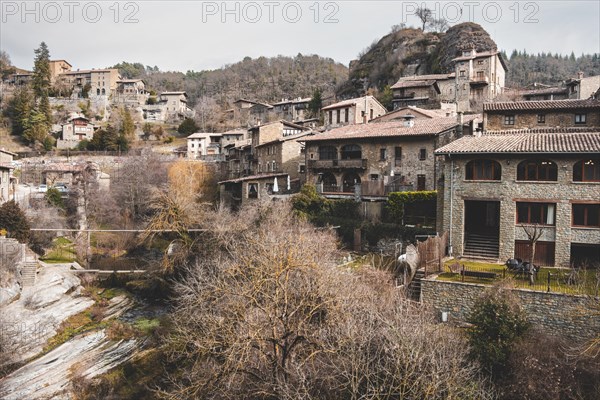 Panoramic of Rupit, one of the best known medieval towns in Catalonia in Spain