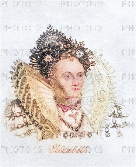 Elizabeth I. 1533-1603 Queen of England from the book Crabbs Historical Dictionary from 1825, Historical, digitally restored reproduction from a 19th century original, Record date not stated