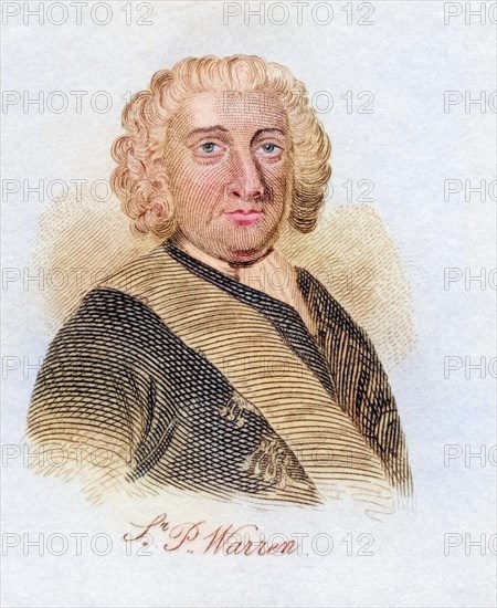 Admiral Sir Peter Warren, c. 1703, 1752, British naval officer. From the book Crabb's Historical Dictionary, published 1825, Historical, digitally restored reproduction from a 19th century original, Record date not stated