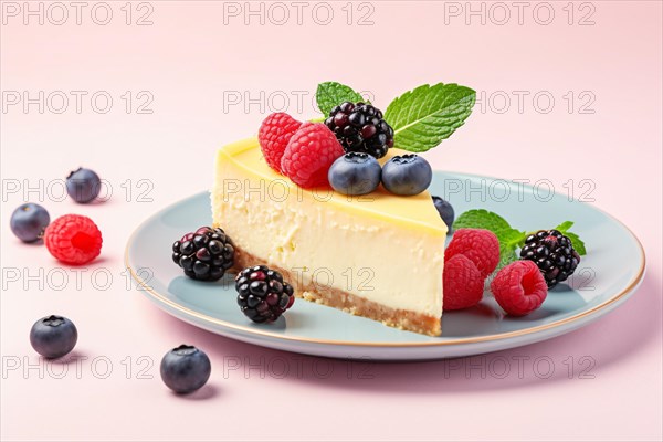 Slice of cheesecake with berry fruits. KI generiert, generiert AI generated