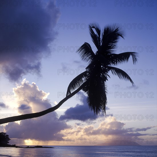 Sunset on the island of Mahe, Seychelles, Africa