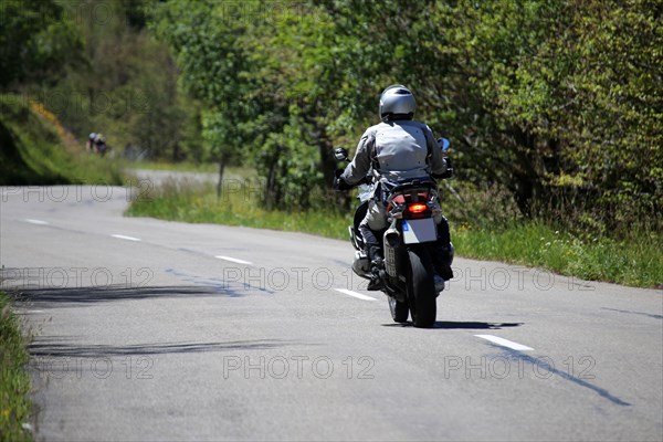 Motorcyclists photographed from behind, here in the Grand Ballon area in the Vosges, a popular destination for tourists and day trippers from Germany too