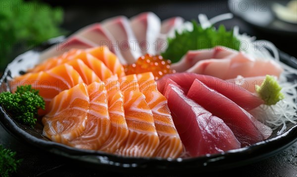 Sashimi japanese food style, Selective focus point AI generated