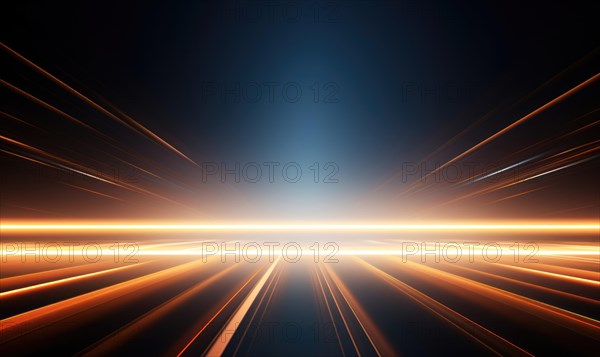 Abstract technology background with blue and red glowing lines and bokeh AI generated