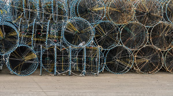 Closeup of crab cages used to bait, lure, and catch crabs for commercial or recreational use in South Korea