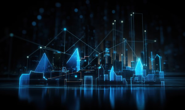 Financial stock market graph on technology abstract background. Finance and investment concept AI generated