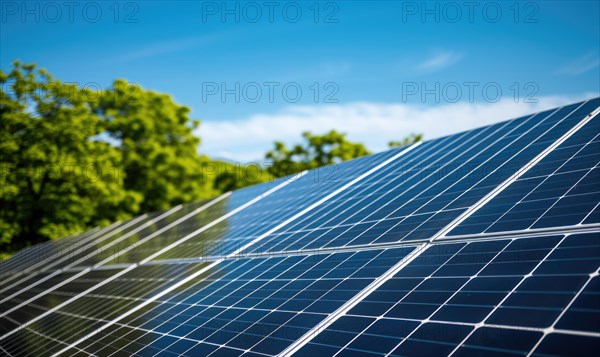 Solar panels, photovoltaic, alternative electricity source, concept of sustainable resources AI generated