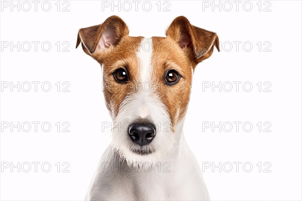 Portrait of Fox Terrier dog on white background. KI generiert, generiert AI generated