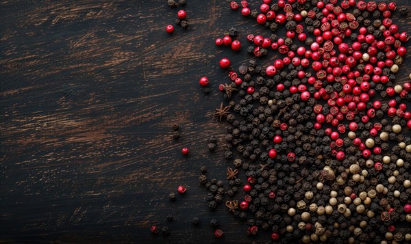 Pepper mix on a vintage background as detailed close-up shot (selective focus) AI generated
