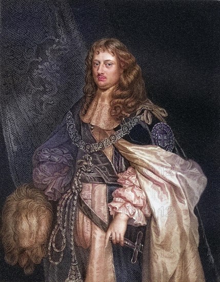 Edward Montagu 1st Earl of Sandwich, Viscount Hinchingbrooke, 1625-1672, English admiral who brought Charles II to England in 1660. From the book Lodge's British Portraits published in London 1823, Historical, digitally restored reproduction from a 19th century original, Record date not stated