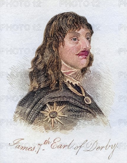 James Stanley 7th Earl of Derby 1607 1651 alias Baron Strange byname Great Earl of Derby Prominent Royalist from the book Crabbs Historical Dictionary from 1825, Historical, digitally restored reproduction from a 19th century original, Record date not stated