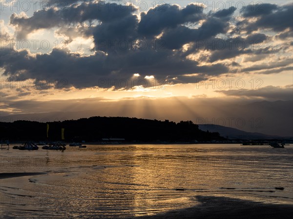 Morning atmosphere on the beach at sunrise, Lopar, island of Rab, Kvarner Gulf Bay, Croatia, Europe