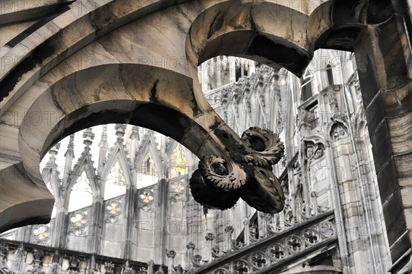 Detail, Milan Cathedral, Duomo, start of construction 1386, completion 1858, Milan, Milano, Lombardy, Italy, Europe