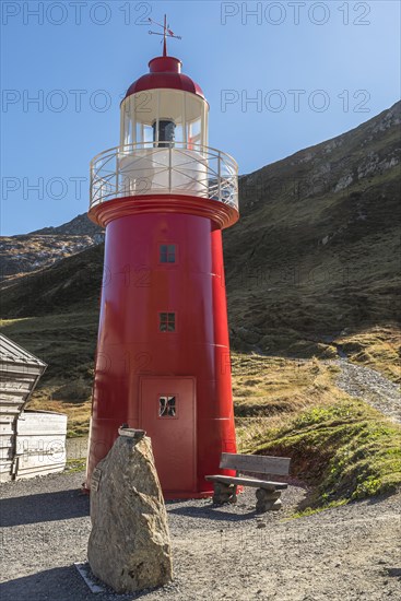 Oberalp Pass, lighthouse at the top of the pass, Canton Graubuenden, Switzerland, Europe