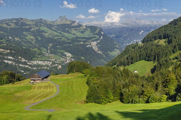 View from Fronalpstock to Stoos and Furggelenstock, Glarus Alps, Schwyz, Switzerland, Morschach, Schwyz, Switzerland, Europe