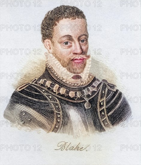 Robert Blake 1599, 1657, English naval commander and admiral. From the book Crabb's Historical Dictionary, published in 1825, Historical, digitally restored reproduction from a 19th century original, Record date not stated