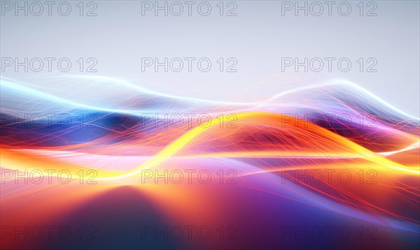 Abstract background with smooth lines in red, orange and blue colors AI generated