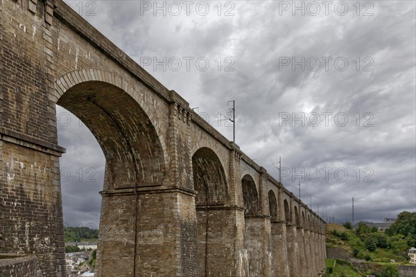 Viaduc de Morlaix, viaduct, circular arch bridge with two storeys, Morlaix, Finistere, Brittany, France, Europe