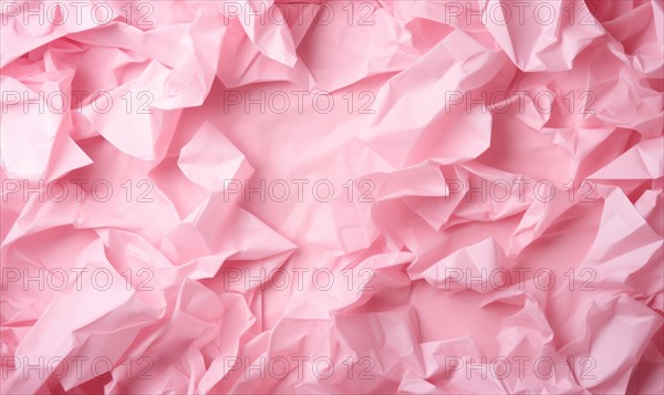 Pink creased crumpled paper background grunge texture backdrop AI generated