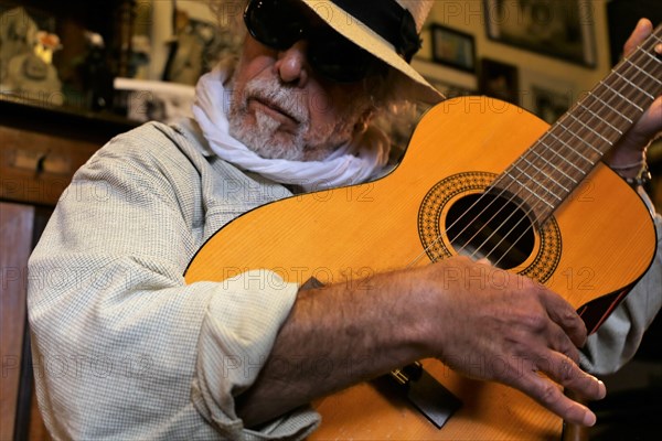 Guitar player, musician plays the guitar