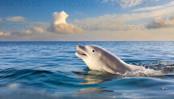 KI generated, animal, animals, mammal, mammals, biotope, habitat, one, individual, foraging, wildlife, beluga, beluga (Delphinapterus leucas) dolphin, dolphin, pilot whale, Arctic, skin bluish-white, cream-coloured, later white, carnivore, dolphin species, dolphin species