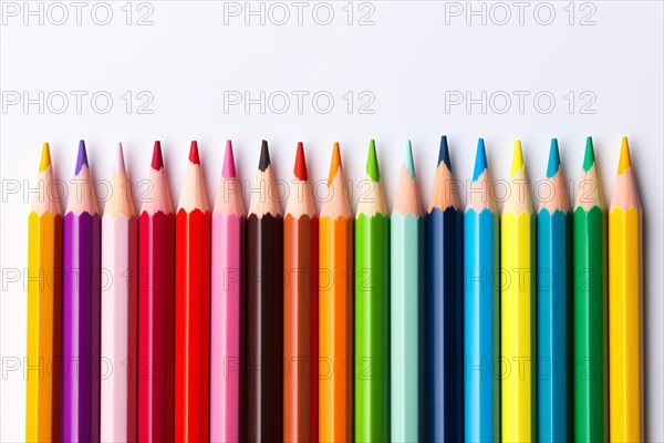 Colorful pencils on white background. KI generiert, generiert AI generated