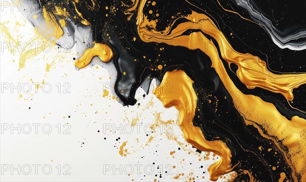 Marble abstract acrylic background. Marbling artwork texture. Agate ripple pattern. Gold powder AI generated